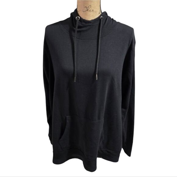 Magaschoni Black Cowl Neck Hooded Long Sleeve Cozy Top Hoodie‎ Plus Size 2X New - Picture 2 of 6